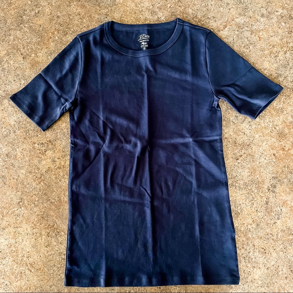J. Crew Perfect Fit Tee, Short Sleeve, Navy, Small